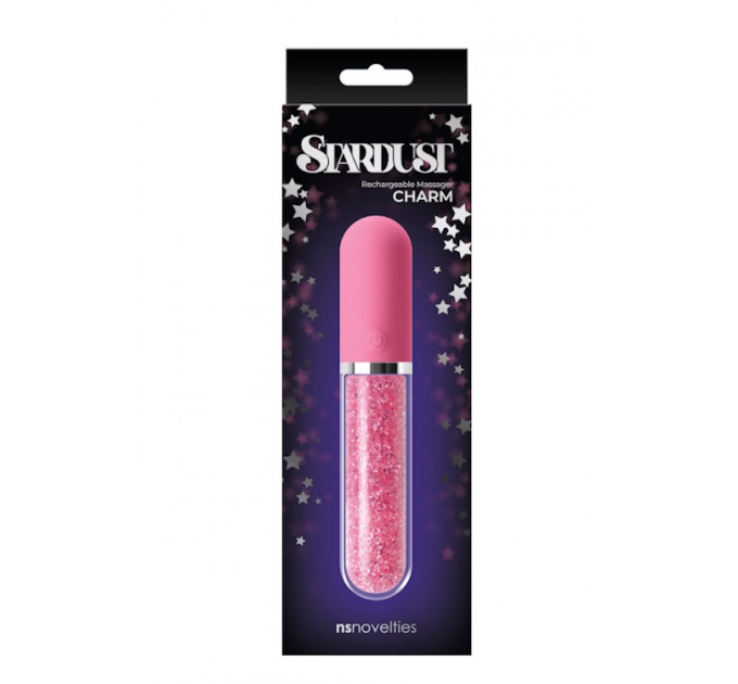 Стеклянный вибратор с кристаллами NS Novelties Stardust Charm розовый