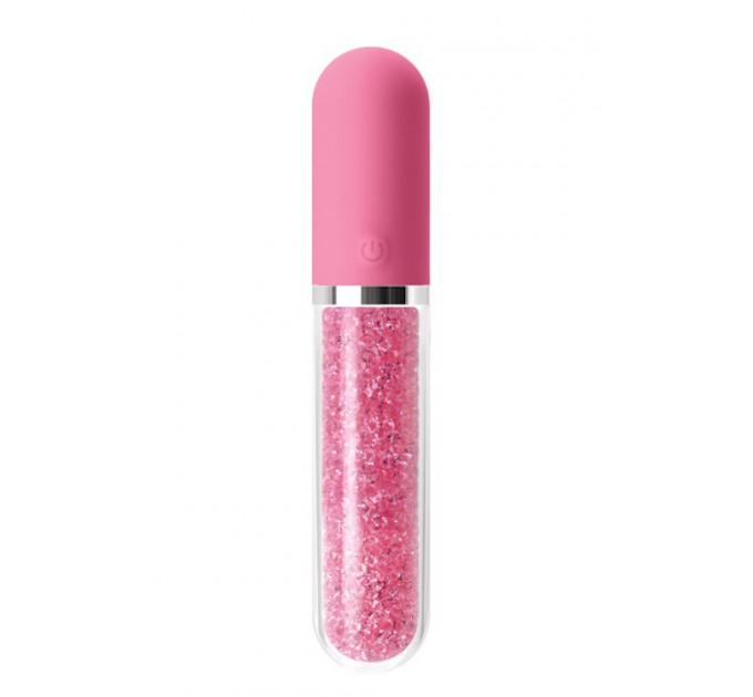 Стеклянный вибратор с кристаллами NS Novelties Stardust Charm розовый