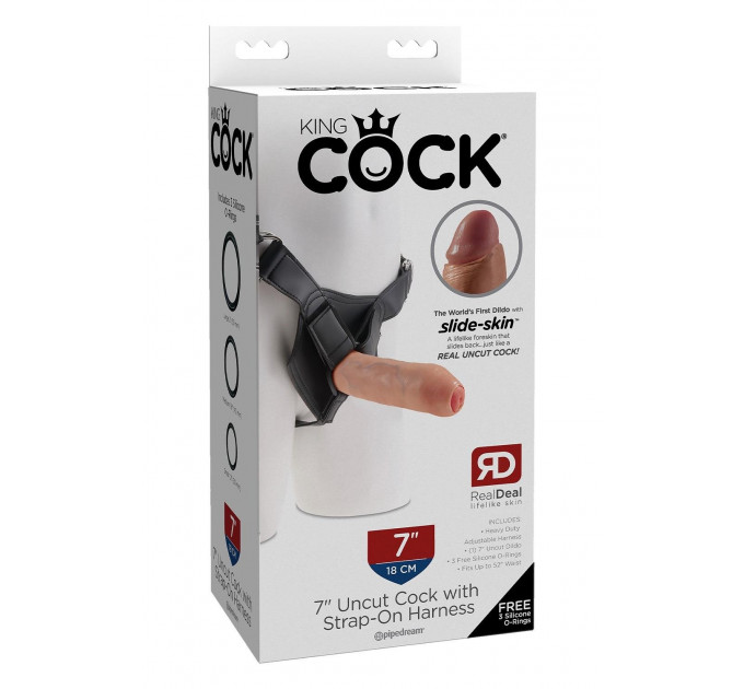 Страпон з ремінною системою Pipedream King Cock, бежевий
