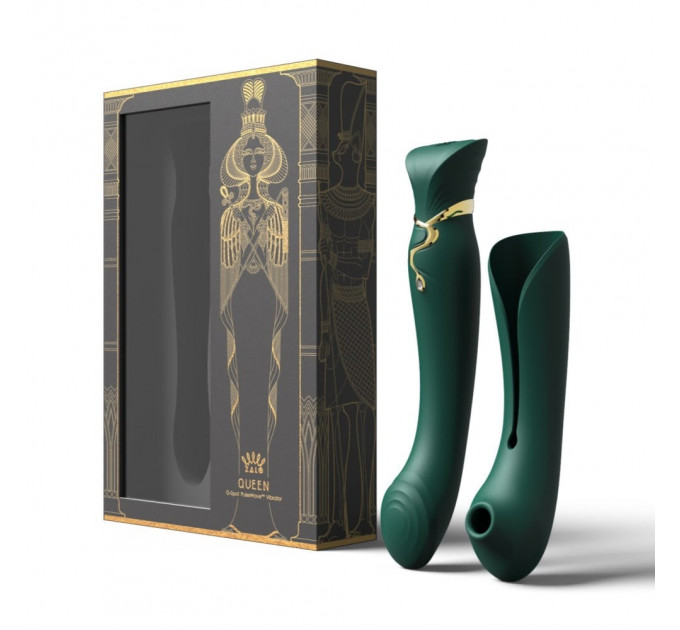 Вибратор с насадкой Zalo Queen Set с волновой стимуляцией, для клитора и точки G, зеленый