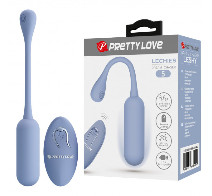 Віброяйце вагінальне Pretty Love Lechies Dream з пультом, блакитне, 18.6 х 2.8 см