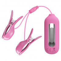 Віброзатискачі для сосків Pretty Love Nipple Clip з електростимуляцією, рожеві