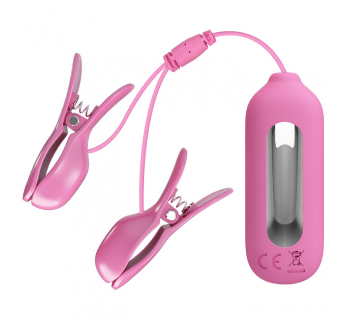 Віброзатискачі для сосків Pretty Love Nipple Clip з електростимуляцією, рожеві