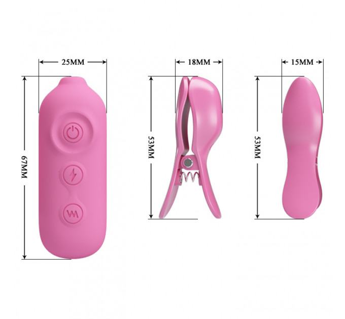 Віброзатискачі для сосків Pretty Love Nipple Clip з електростимуляцією, рожеві