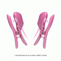Віброзатискачі для сосків Pretty Love Nipple Clip з електростимуляцією, рожеві