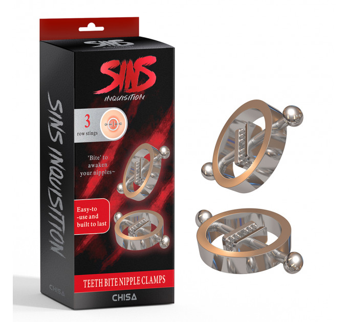 Зажимы для сосков Chisa Sins Inquisition Teeth Bite Nipple Clamps, серебристые