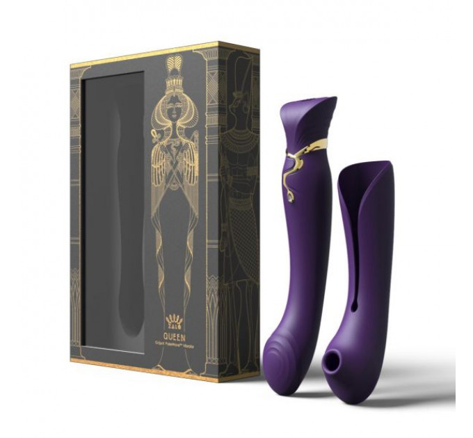 Вибратор с насадкой Zalo Queen Set с волновой стимуляцией, для клитора и точки G, фиолетовый