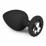 Анальная пробка с кристаллом Easytoys, силиконовая, черная, 10 х 4 см