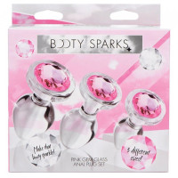Набір анальних пробок Pink Gem Glass Anal Plug Set зі скла