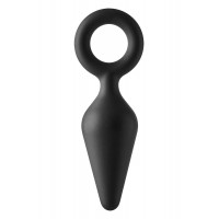 Анальная пробка черная Dreamtoys FANTASSTIC с кольцом, Medium