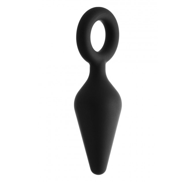 Анальная пробка черная Dreamtoys FANTASSTIC с кольцом, Medium