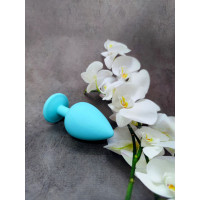 Анальная пробка Loveshop Blue Silicone white crystal
