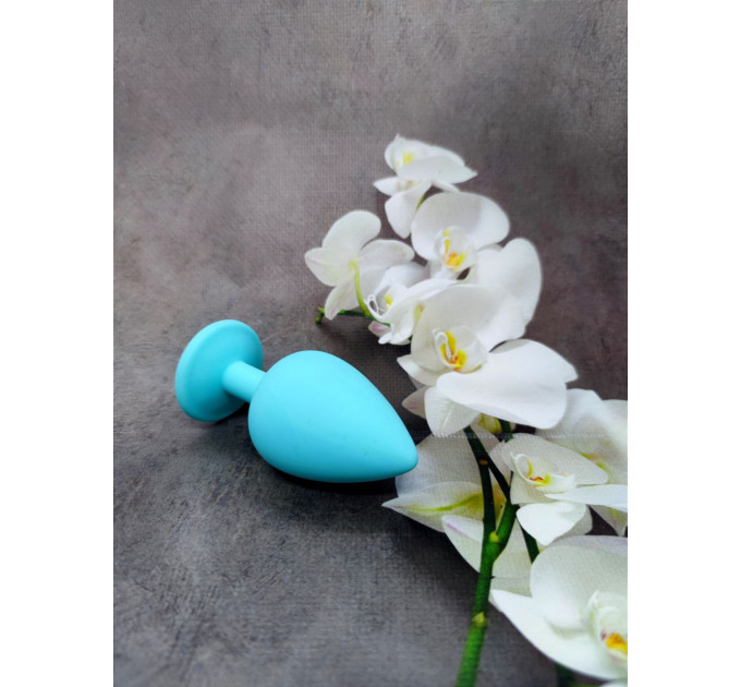 Анальная пробка Loveshop Blue Silicone white crystal