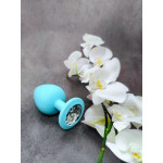 Анальная пробка Loveshop Blue Silicone white crystal