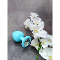 Анальная пробка Loveshop Blue Silicone white crystal