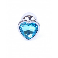 Анальная пробка Plug-Jewellery Silver Heart PLUG- Light Blue