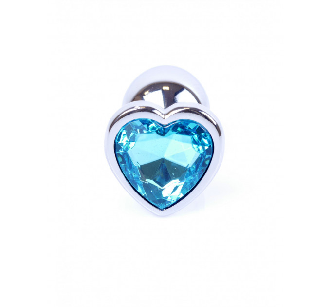 Анальная пробка Plug-Jewellery Silver Heart PLUG- Light Blue