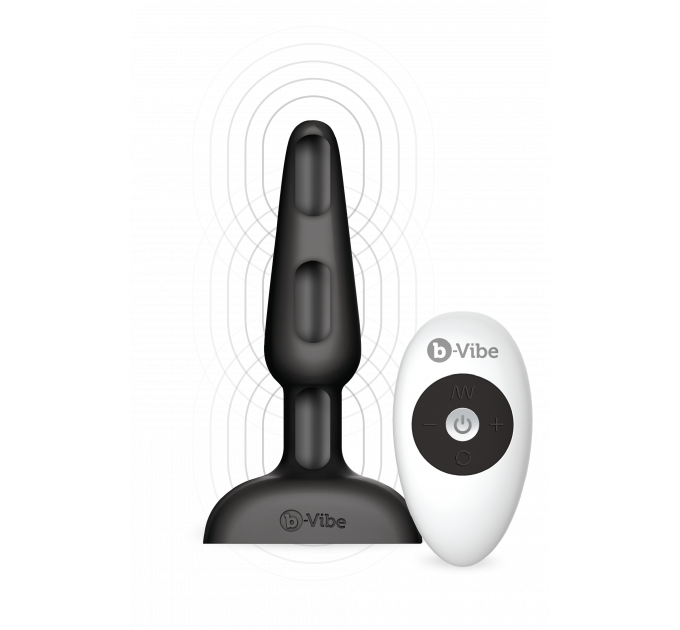 Анальная пробка с 3 моторами B-Vibe - Trio Remote Control Butt, черная