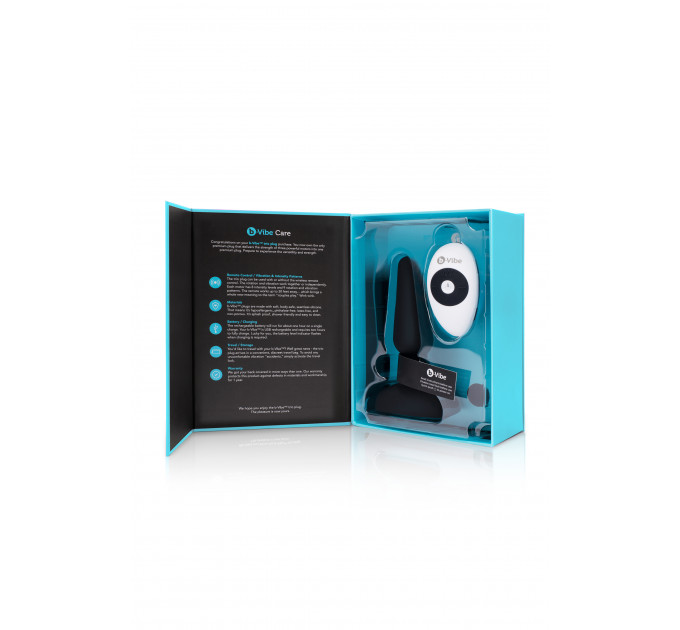 Анальная пробка с 3 моторами B-Vibe - Trio Remote Control Butt, черная