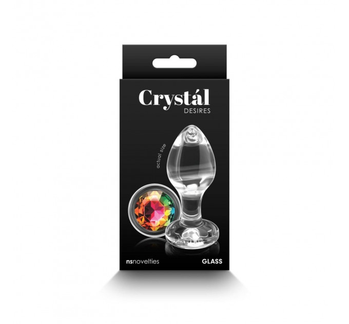 Анальна пробка з кристалом NS Novelties Crystal Desires, скляна, прозора, M