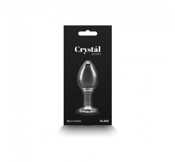 Анальна пробка з кристалом NS Novelties Crystal Desires, скляна, прозора, M