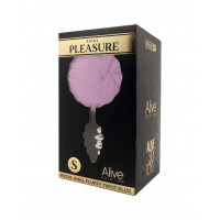 Анальна рельєфна пробка Alive Anal Pleasure зі світло-фіолетовим хвостом, S