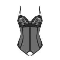 Боди с открытым доступом Serena Love crotchless teddy, черный, XS/S