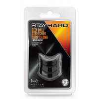 Эрекционное кольцо STAY HARD BEEF BALL STRETCHER SNUG XLONG Черное, 3.8 х 2.5 см