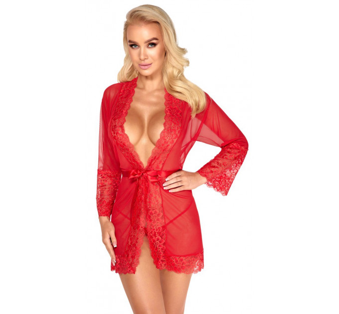 Халат кружевной Kissable Kimono красный, S/M