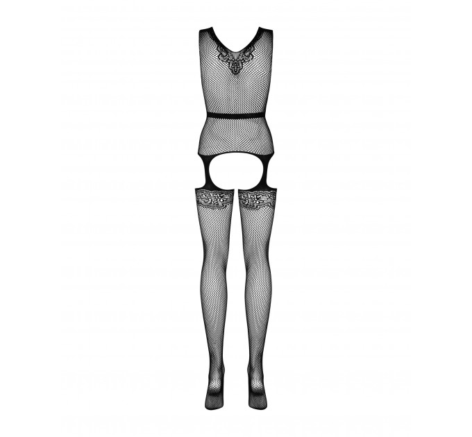 Комбинезон Obsessive F217 с имитацией чулков, черный, SML