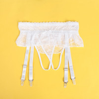 Мереживні трусики з пажами для панчох Star Night і відкритим доступом, білі, XS-S