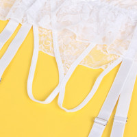 Мереживні трусики з пажами для панчох Star Night і відкритим доступом, білі, XS-S