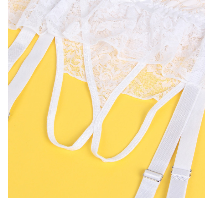 Мереживні трусики з пажами для панчох Star Night і відкритим доступом, білі, XS-S