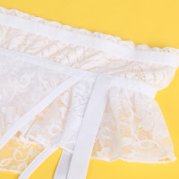 Мереживні трусики з пажами для панчох Star Night і відкритим доступом, білі, XS-S