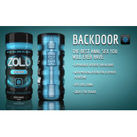 Мастурбатор в колбе с ребристой структурой Zolo Back Door Cup, голубой
