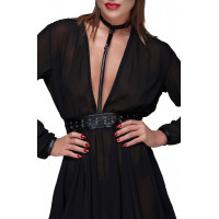 Платье прозрачное с поясом и чокером F150 Noir Handmade XXL