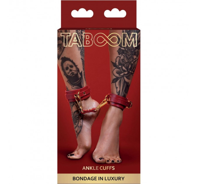 Поножи с карабинами Taboom красные, золотистая фурнитура