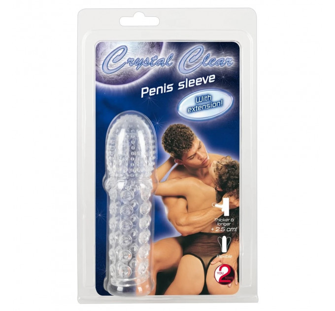 Рельєфна насадка на член You2Toys Crystal Skin Verlangerung із закритою головкою, прозора