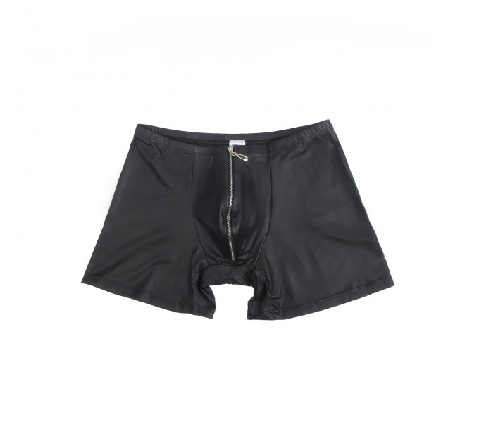 Труси на блискавці, чоловічі Star Night з імітацією шкіри, чорні, M