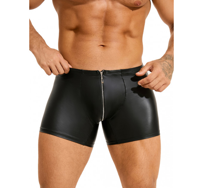Труси на блискавці, чоловічі Star Night з імітацією шкіри, чорні, M