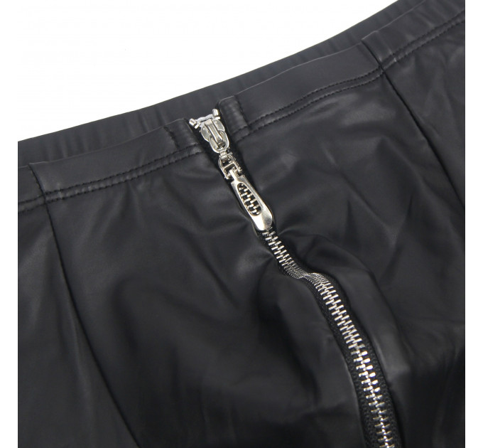 Труси на блискавці, чоловічі Star Night з імітацією шкіри, чорні, M