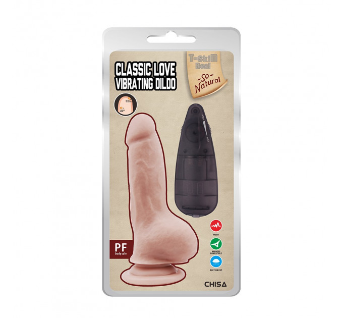 Вибратор реалистичный на присоске Сhisa T-skin ReaL Classic LOVE с пультом управления