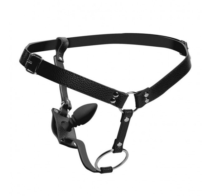 Портупея трусы с кольцом на член Harness With Cock Ring And Anal Plug и анальной пробкой