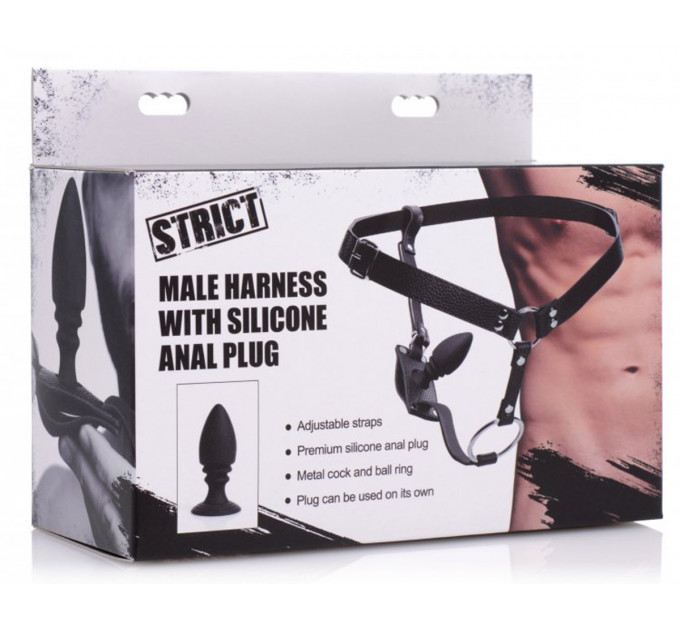Портупея трусы с кольцом на член Harness With Cock Ring And Anal Plug и анальной пробкой