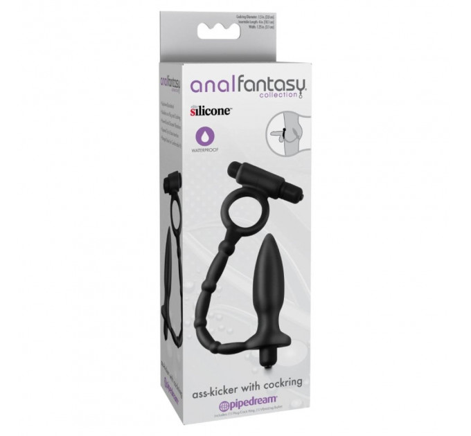 Анальная пробка с эрекционным кольцом Pipedream Anal Fantasy Collection с вибрацией, черный
