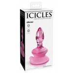 Анальная пробка с присоской Icicles No. 90, стеклянная, розовая