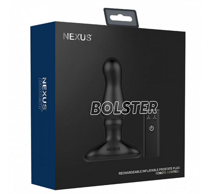 Анальна пробка з вібрацією та накачуванням Bolster Nexus, силіконова, чорна, 12 х 4 см