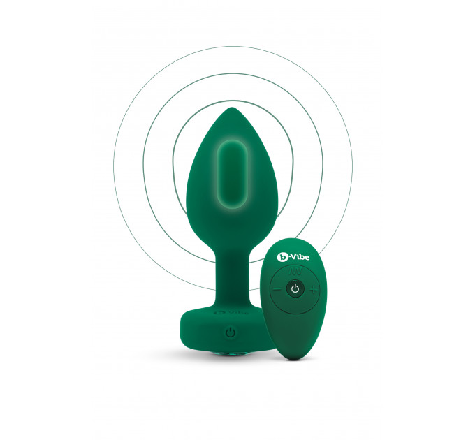 Анальная пробка с вибрацией и пультом B-Vibe - Vibrating Jewel Plug M/L Emerald