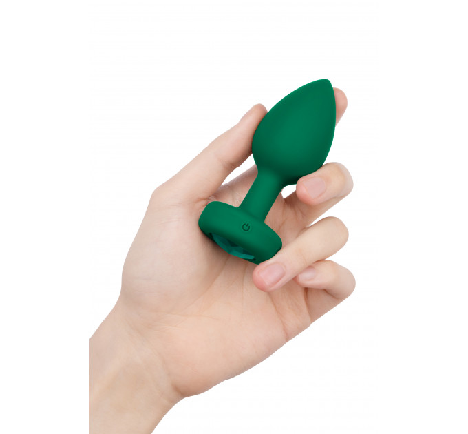 Анальная пробка с вибрацией и пультом B-Vibe - Vibrating Jewel Plug M/L Emerald