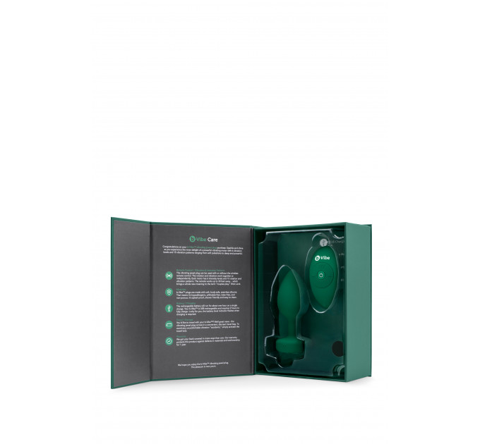 Анальная пробка с вибрацией и пультом B-Vibe - Vibrating Jewel Plug M/L Emerald